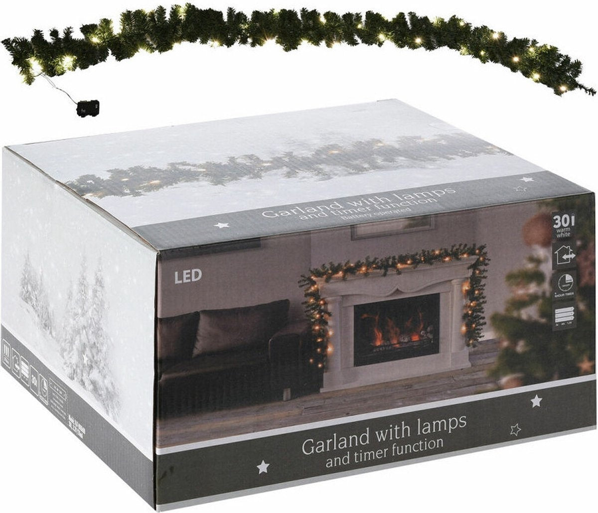 Guirlande Nampook - Inclu 30 lumières LED - Alimenté par piles - 270cm - Vert