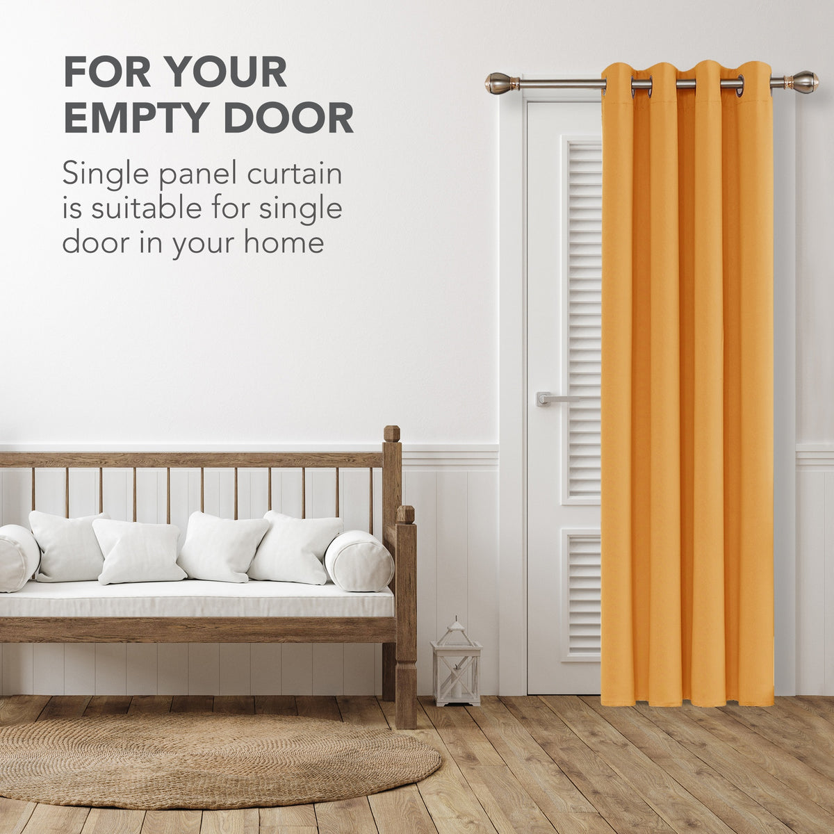 Deconovo - Tissu occultant uni, 8 anneaux blancs, rideau non tendu, 1 pièce, L 132 x l 114, orange