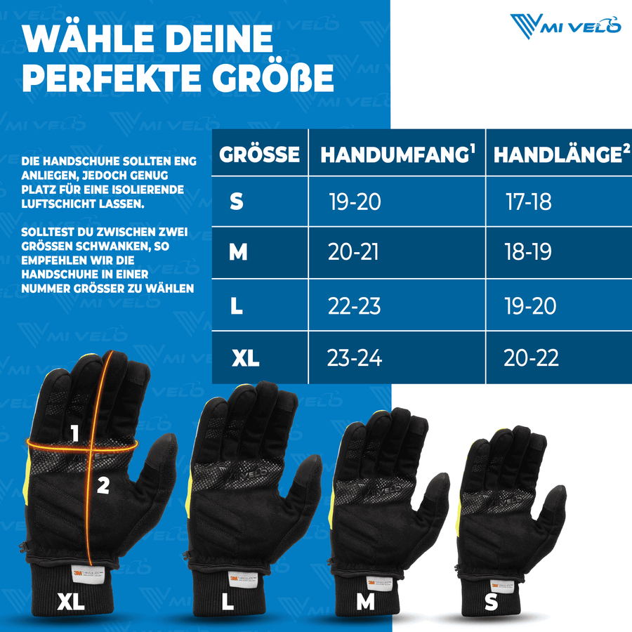 MIVELO THERMO-FIT Gants d'hiver - Polaire thermique & 3M Thinsulate - Jaune - Unisexe - Taille XL
