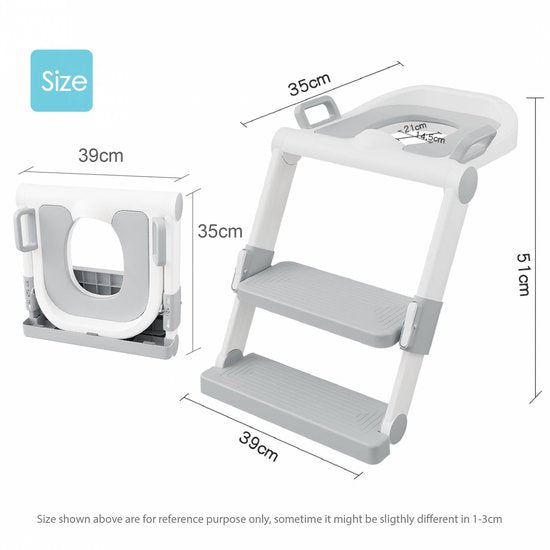 Réducteur de WC avec marchepied - Pot d'apprentissage avec marchepied - Pot pour tout-petits - De 1 à 10 ans - Capacité maximale de 75 kg - Pliable - gris