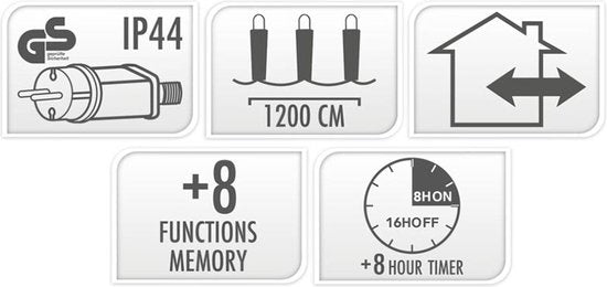 Maxi Cluster Christmas Lights - 800 led - 12m - (ice) white - Timer - Light functions -Outdoor-Indoor Memory