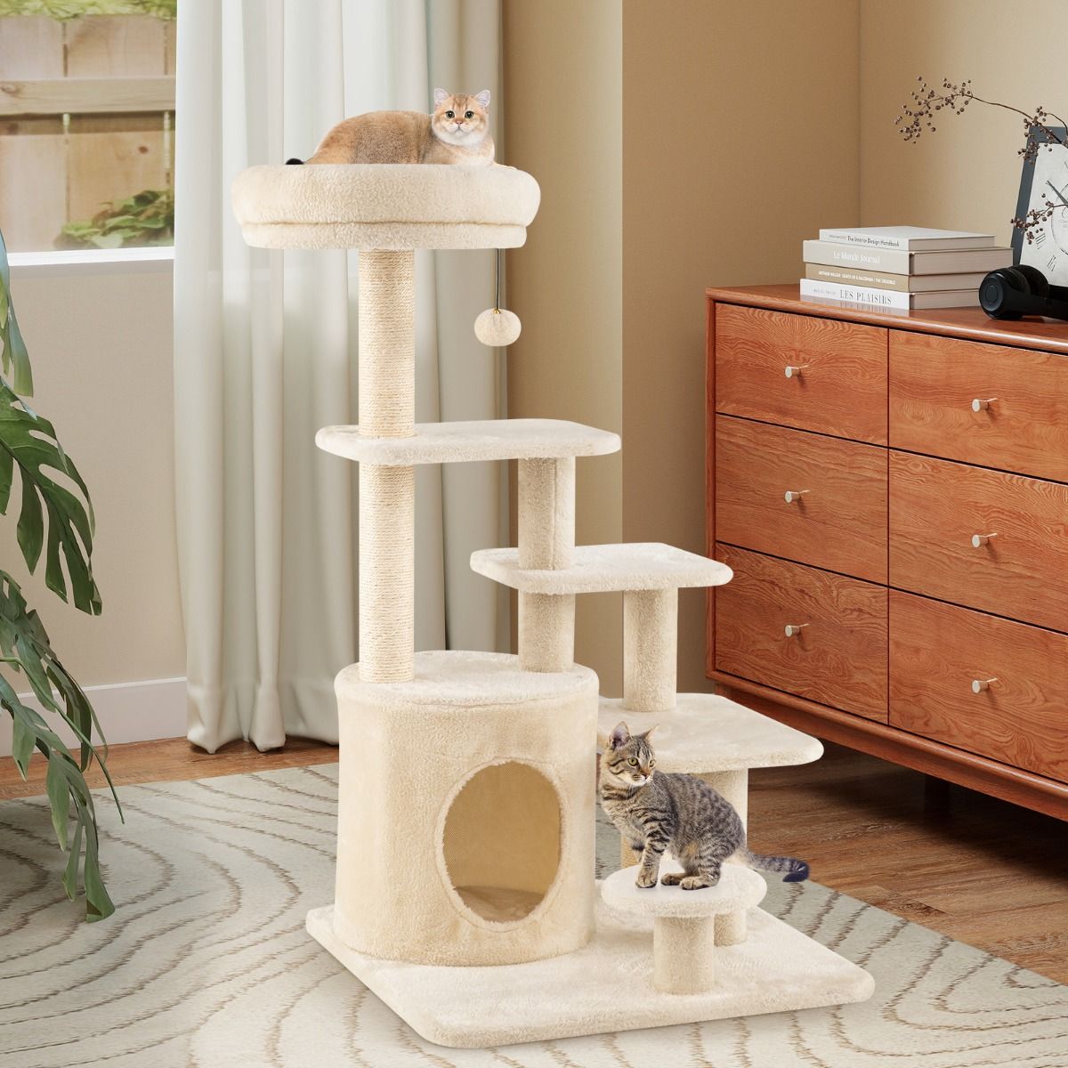 Arbre à chat Coast - plusieurs étages - poteaux à griffer en sisal - beige/gris - 102 cm