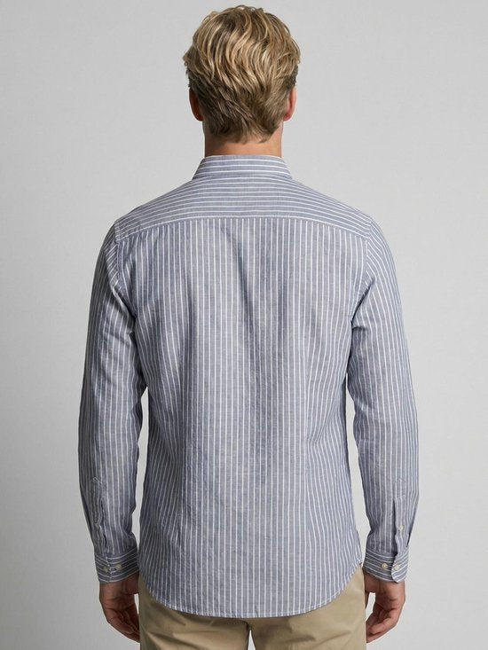 Chemise McGregor en coton et lin à rayures indigo - Taille XL - Homme