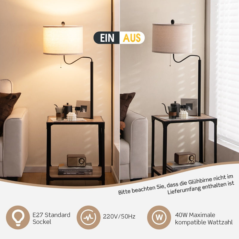 Table d'appoint moderne Coast avec lampe de table et lampe de chevet orientable à 360° 49 x 34 x 144 cm