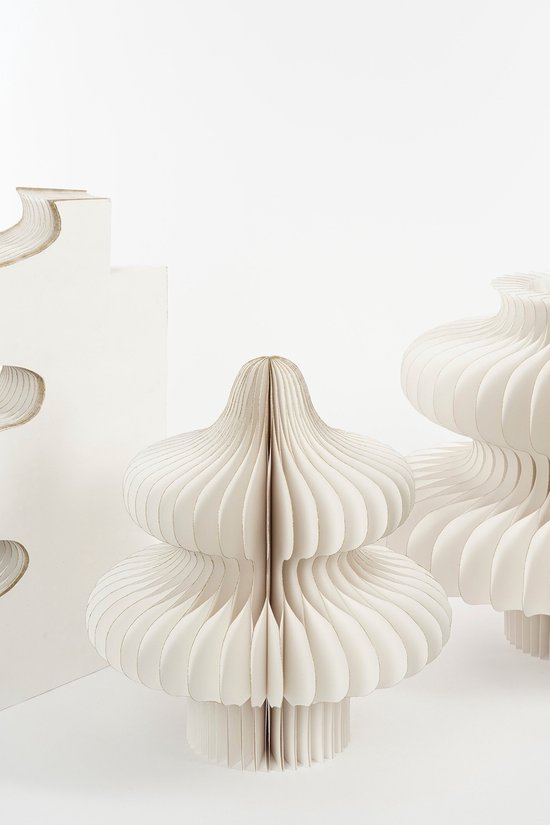 Maison des Saisons Décoration sapin de Noël - H152 x Ø104 cm - Papier - FSC Mix - Blanc