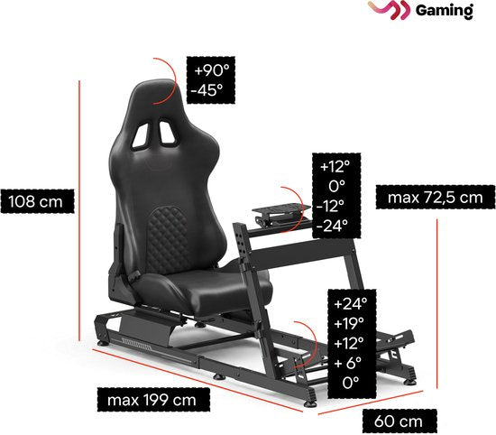 VDD Gaming sur cockpit de simulation de course – Noir sur noir - Aluminium