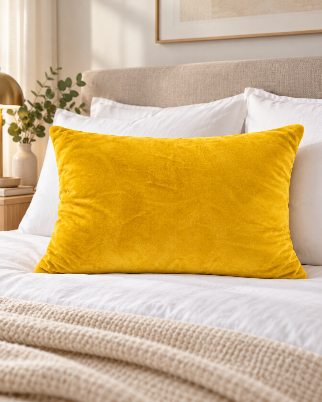 Taie d'oreiller Velvet Comfort - Jaune ocre - Lot de 2