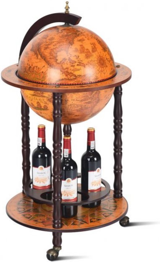 Costway - Porte-bouteilles - Globe bar - Porte-bouteilles - Globe bar - ⌀ 47 cm - Marron