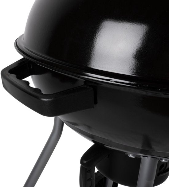 Barbecue au charbon de bois Alpina - Barbecue sphérique Ø 43 cm - Barbecue avec couvercle et roulettes - Système de ventilation intégré - Bac à cendres amovible - Noir