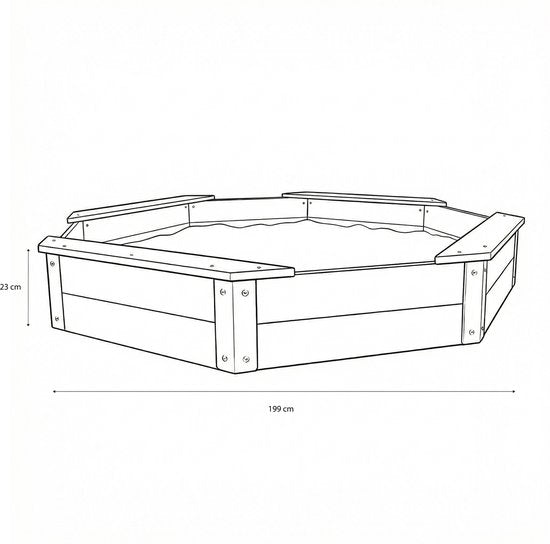 Bac à sable AXI Onno XXL 200 x 200 x 23 cm, couleur marron/anthracite – Avec bancs – Avec housse – Bois de cèdre 100 % certifié FSC – Bac à sable extra-large pour enfants