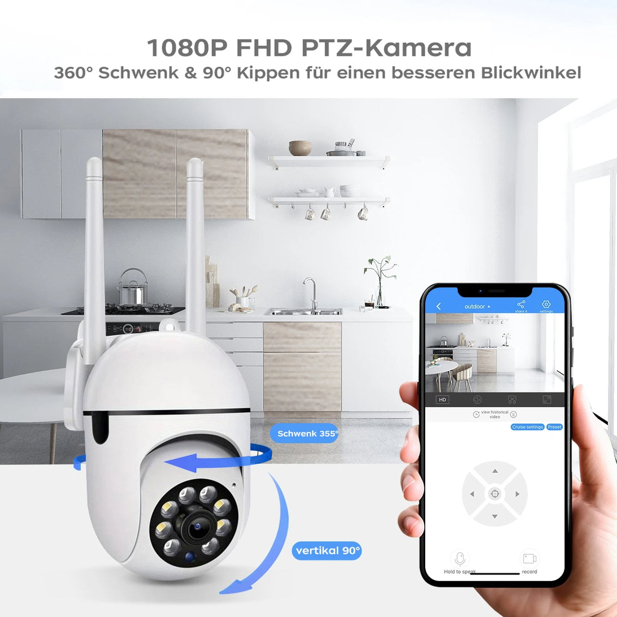 Caméra d'extérieur JOOAN A2R-U - 1080p - Wi-Fi 2,4 GHz - Blanche