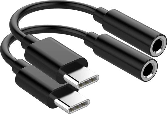 Techvavo® Lot de 2 - Adaptateur USB-C vers AUX 3,5 mm - Connecteur Type-C vers AUX - USB-C vers prise casque - Prise audio vers USB-C - Prise audio 3,5 mm - Prise audio USB-C - Câble audio - Compatible avec Samsung