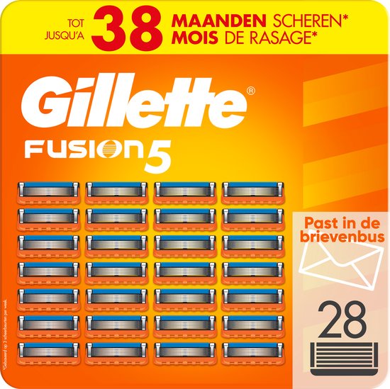 Lames de rasoir Gillette Fusion5 pour hommes - 28 pièces - Emballage en carton à glisser dans la boîte aux lettres