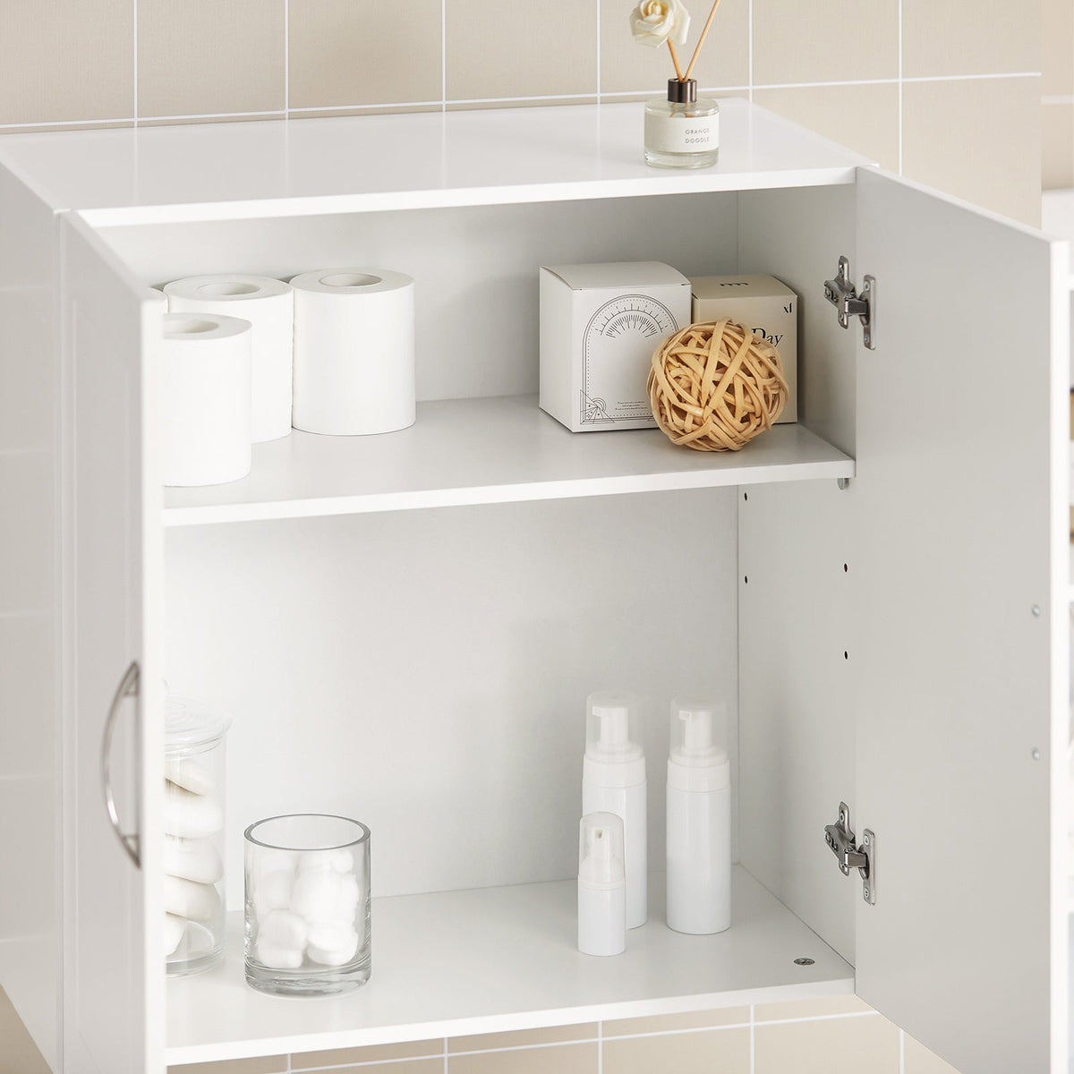 Armoire murale - SoBuy - 2 portes - 60x60x30 cm - Blanc - Etagère réglable