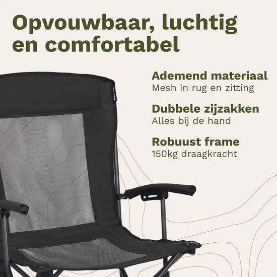 TRVLMORE Chaises de camping - pliables - 2-Pack - Capacité de charge 120KG - Sac de transport inclus - Chaise pliante - Chaise de pêche - Chaise de camping - Chaise pliante - Noir