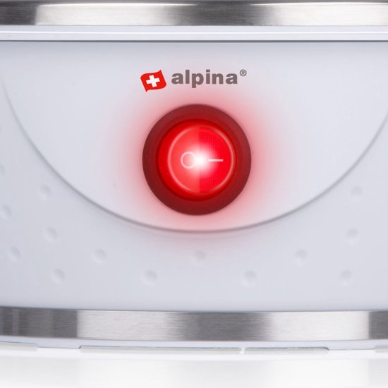 Chaudron à oeufs électrique alpina - Chaudron à oeufs pour 7 oeufs - avec gobelet de mesure, grille à oeufs et pique-oeufs - 230V - 320-380W - Signal d'avertissement - Antidérapant - Oeufs à la coque, moyens ou durs