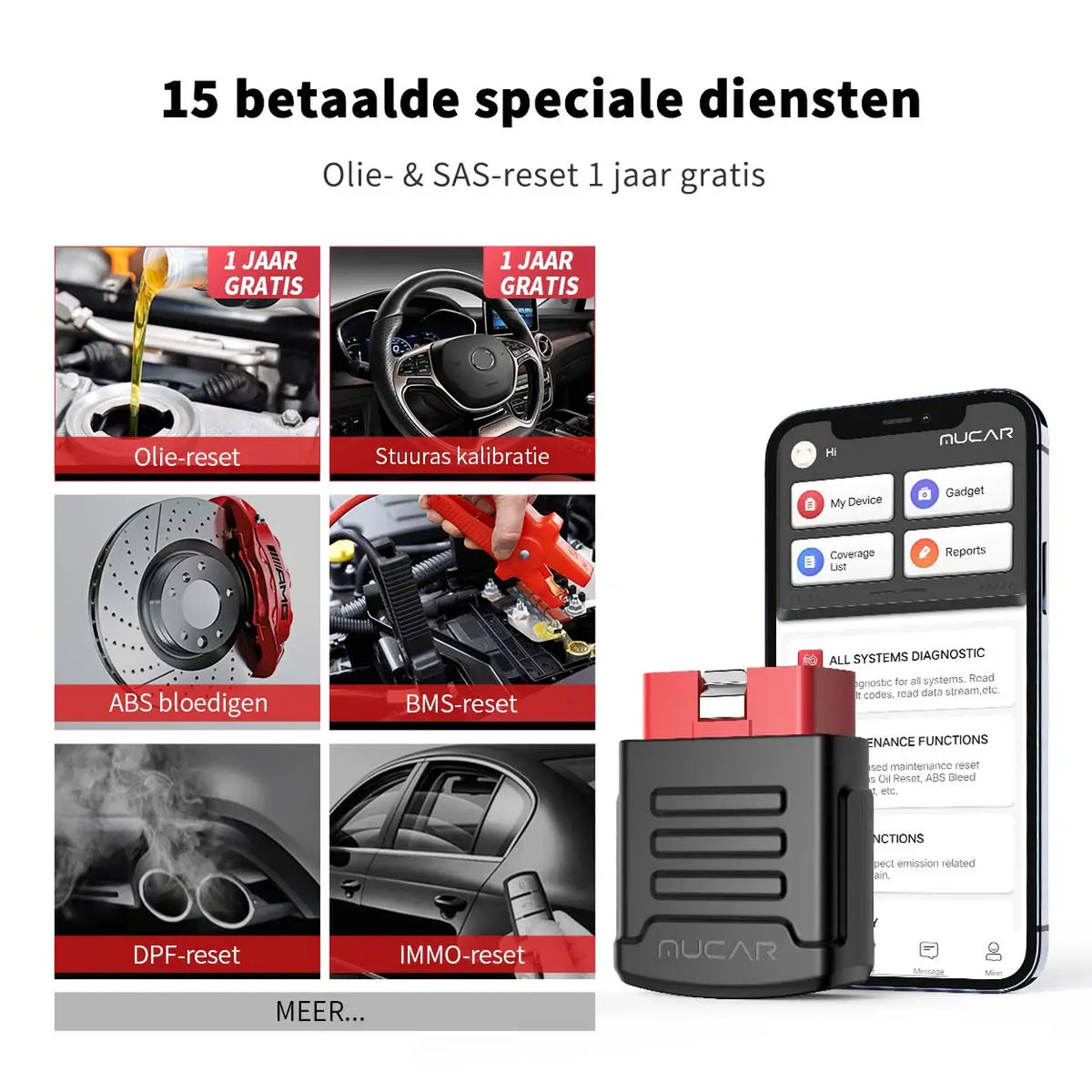 Scanner OBD2 MUCAR BT200 Pro avec Bluetooth, diagnostics complets du système gratuits à vie, 15 services de réinitialisation (1 an gratuit), fonctions OBD2 complètes, compatible avec plus de 128 marques de voitures, pour iOS et Android