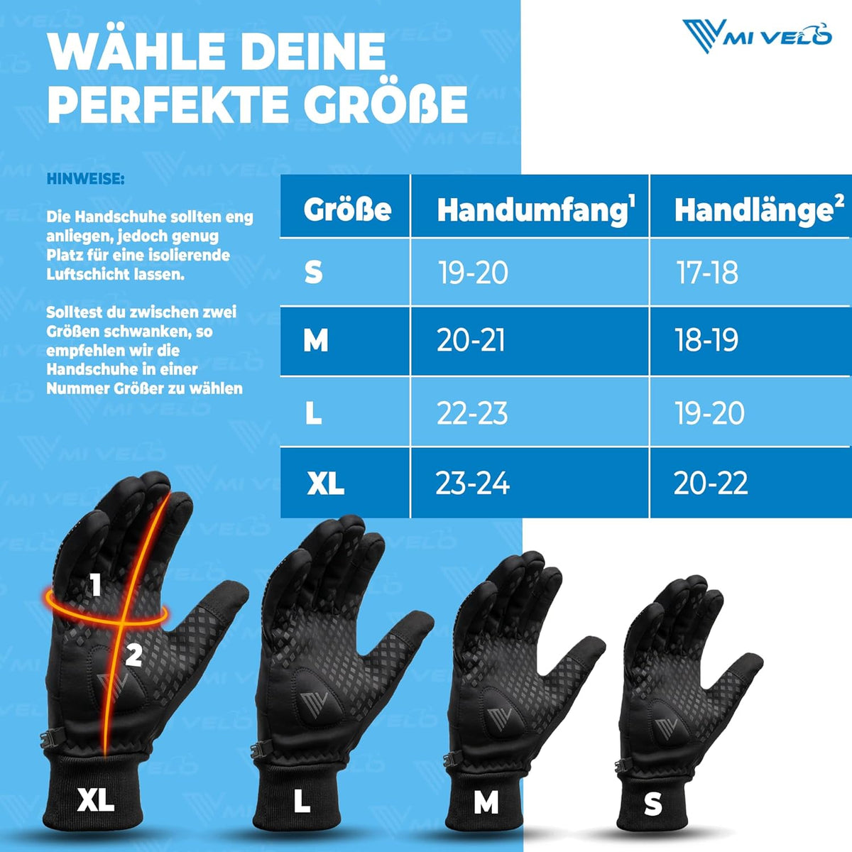 MIVELO Gants de cyclisme VELORIDER - Coupe-vent et imperméable - Fonctionne avec les écrans tactiles - Noir - Taille XL