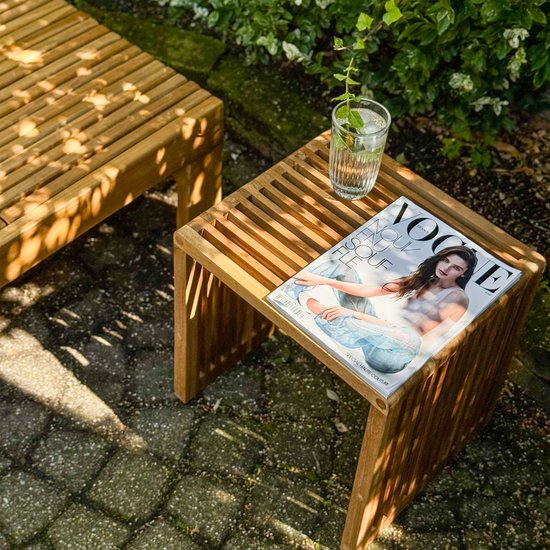 Table d'appoint AXI Liane en teck - Marron – Petite table de jardin en bois - 40 x 35 x 40 cm - 100 % teck – Pour le jardin, la terrasse et le balcon