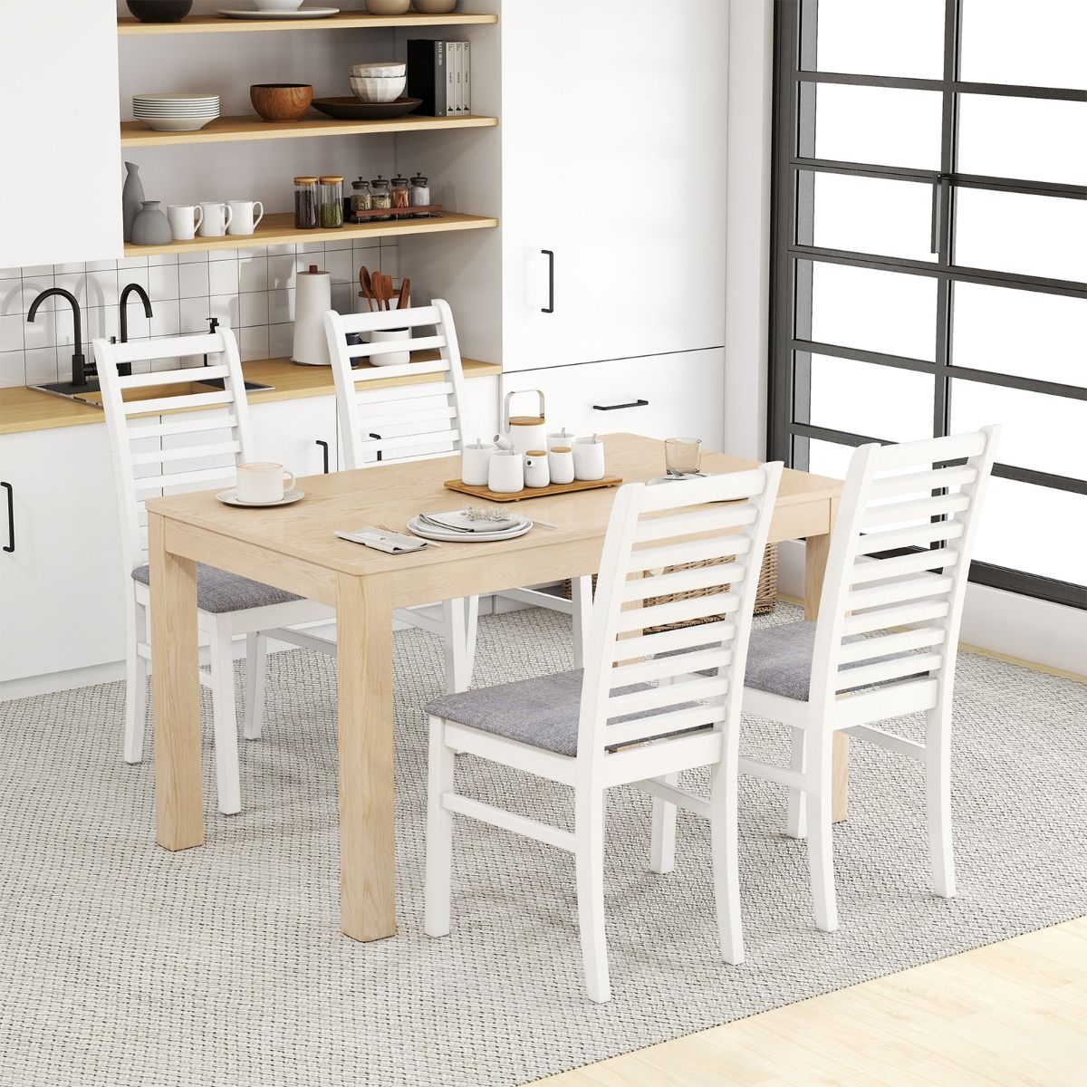 Lot de 2 chaises de salle à manger Coast - sans accoudoirs - assise rembourrée - blanc et gris