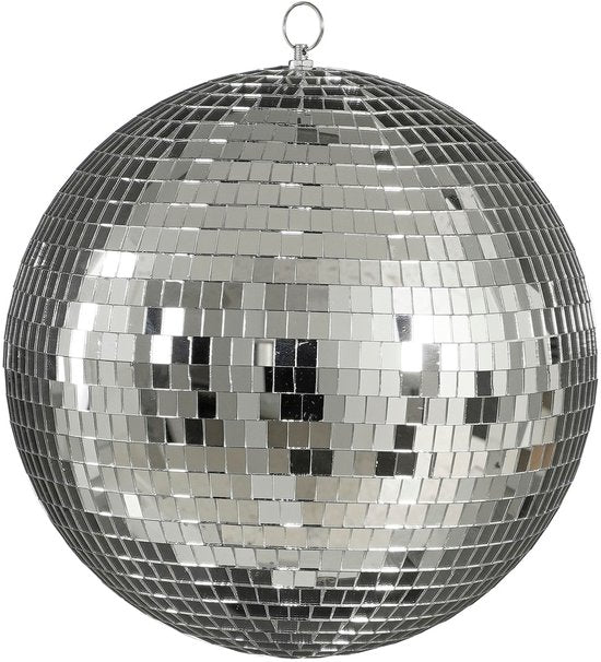 Mica Decorations Discobal de Noël - Boules de Noël pour le sapin - Décorations de Noël à finition miroitante - Ornements de Noël avec crochet pour créer une ambiance festive - Ø 30 cm - Argent