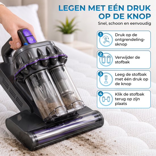 Nettoyeur de matelas Powell - Nettoyeur de tapis - Aspirateur anti-acariens - Aspirateur UV pour literie - 350 W - Réservoir de 20,6 L - Gris