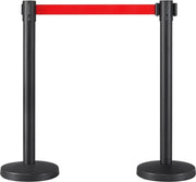Lot de 2 poteaux de délimitation avec ruban rétractable de 200 cm et socle robuste, rouge