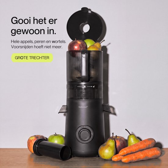 Safecourt Kitchen Slow Juicer XXL - moteur puissant [pré-coupe et technologie de pressage à froid] - nettoyage facile - sans BPA - centrifugeuse à jus noire