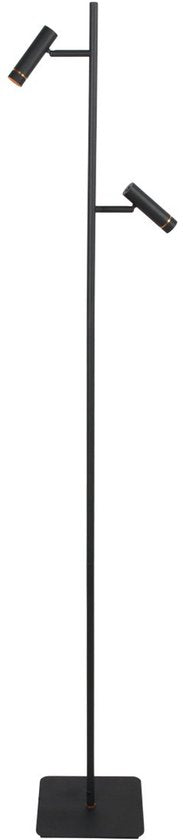 Lampadaire Lumo 4608ZW - lampe de lecture LED noire moderne de Mexlite, hauteur 125 cm, orientable et inclinable, avec des points d'éclairage réglables et un variateur tactile
