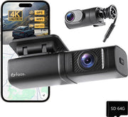 Dashcam pour voiture avant et arrière - 4K et 64GB - Double Dashcam - Capteur G et fonction Time-lapse - Noir - by Faas