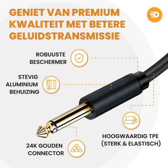 Drivv. Premium XLR Cable - XLR femelle vers jack 6,35 mm mâle - Jack stéréo - 5 mètres