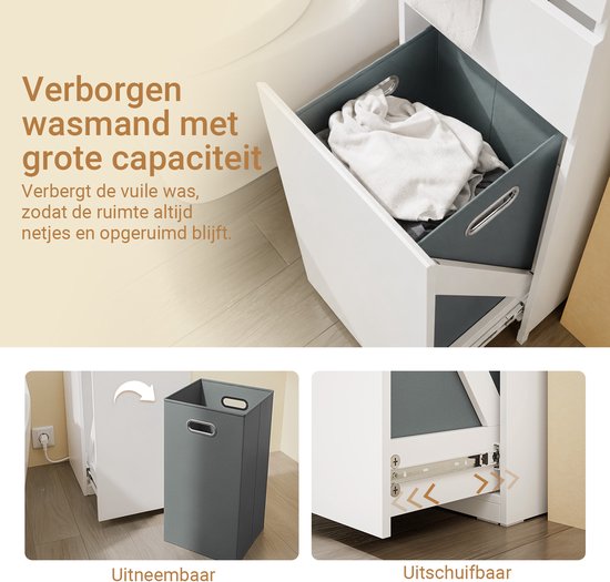 Armoire de salle de bains SoBuy BZR240-E-W - 30 x 30 x 180,5 cm - Blanc