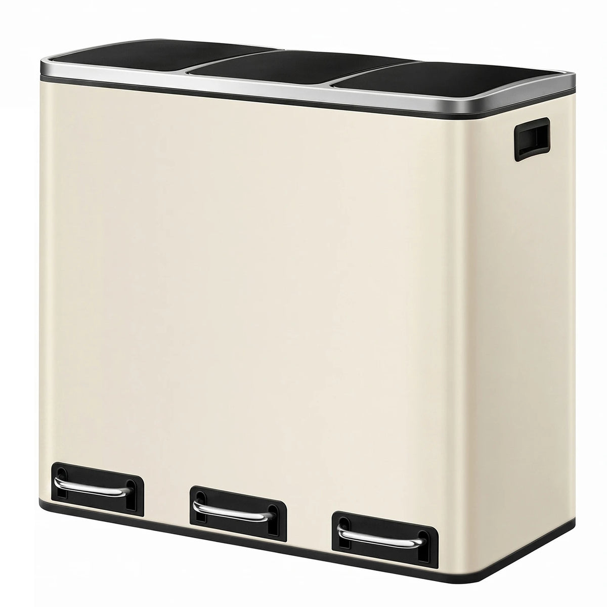 Poubelle Ochama Recycling - 3 x 18 L - À pédale - Acier inoxydable - 61 x 35,2 x 56,4 cm - Beige