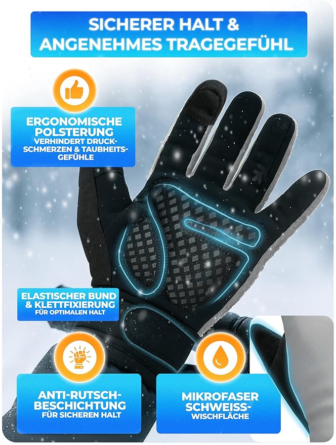 MIVELO Gants d'hiver - coupe-vent - imperméable - écran tactile - isolation 3M - antidérapant - gris XXL