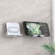 Techvavo® Support mural pour téléphone – Support mural pour téléphone et tablette – Sans perçage – Orientable – Universel – Noir