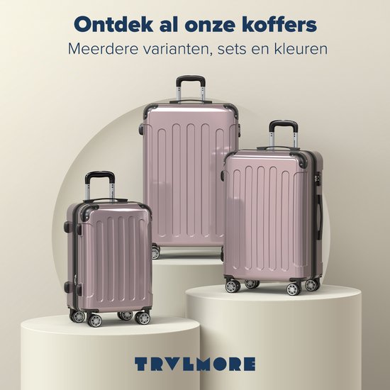 TRVLMORE Valise à main - 45L - Serrure TSA - Léger - Extensible - Trolley - 54x36x22cm - Rose Gold