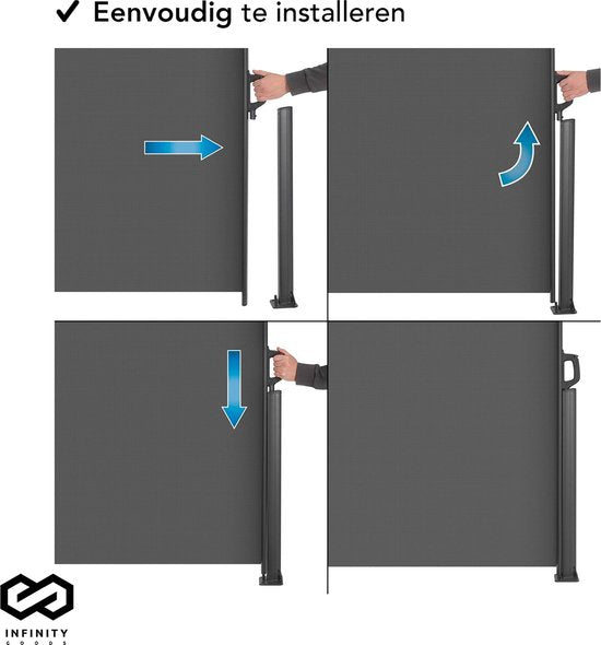 Brise-vent extensible Infinity Goods - 300 x 140 cm - Anthracite – Enroulable – Extensible – Protection contre le vent et le soleil – Intimité pour le jardin, le balcon, la plage et la terrasse