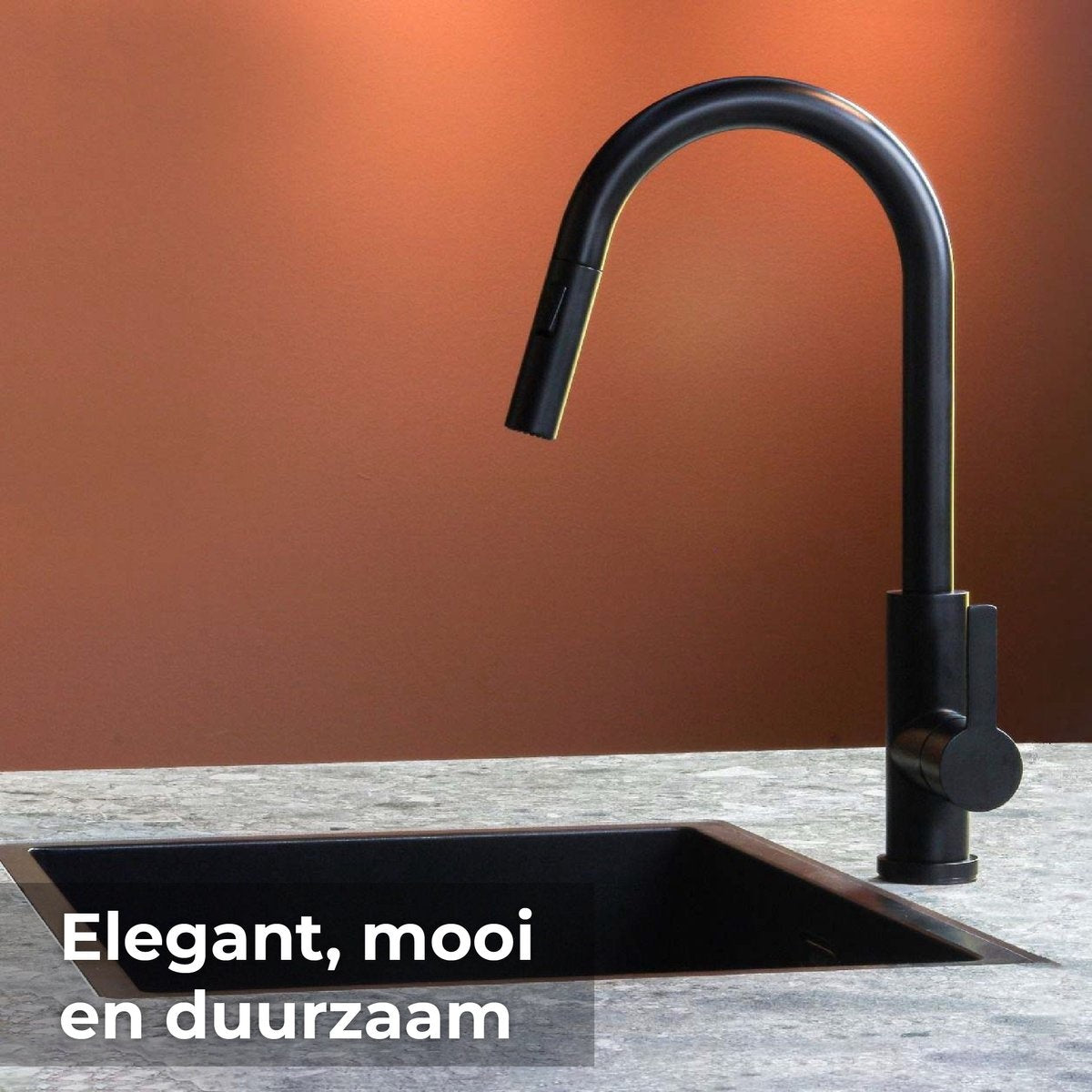 Mizzo Trigo Hoge Keukenkraan met Uittrekbare Uitloop - Semi-professionele Keukenkraan met Sproeikop - Hoge Mengkraan 44cm hoog met Douchefunctie - Ideaal voor keukeneiland - Mat RVS