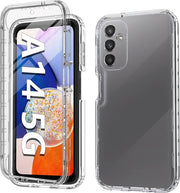 Coque Podec 2-en-1 avec protection d'écran, compatible avec le Samsung Galaxy A14. Coque de téléphone transparente - Coque antichoc
