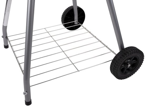 Barbecue au charbon de bois Alpina - Barbecue sphérique Ø 43 cm - Barbecue avec couvercle et roulettes - Système de ventilation intégré - Bac à cendres amovible - Noir