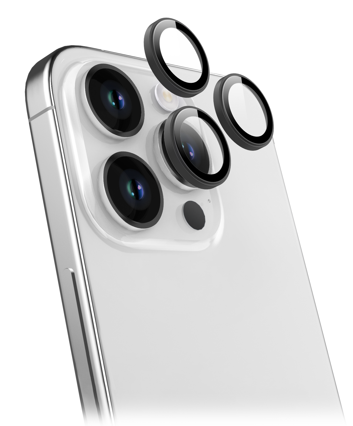 BeHello - Protection de l'objectif de l'appareil photo - Convient à l'iPhone 15 Pro et 15 Pro Max et 14 Pro et 14 Pro Max - Comprend une protection individuelle de l'objectif et un cadre en aluminium - Pour Apple iPhone - Aluminium noir et verre transpare