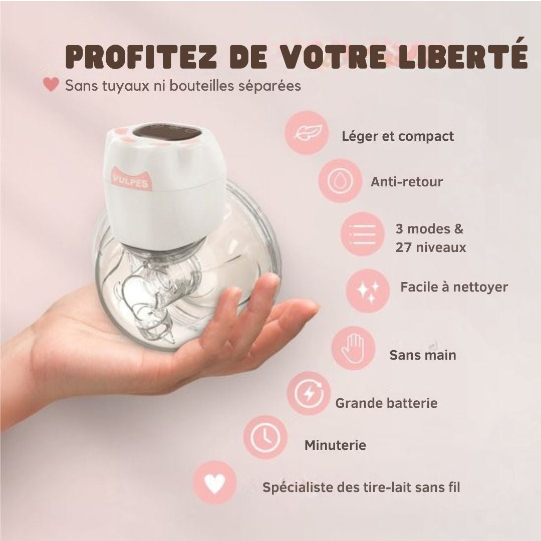 Tire-lait mains libres -  Vulpes Goods® BabyCare -Tire-lait électrique sans fil - Double tire-lait électrique - Portable - 2 pièces