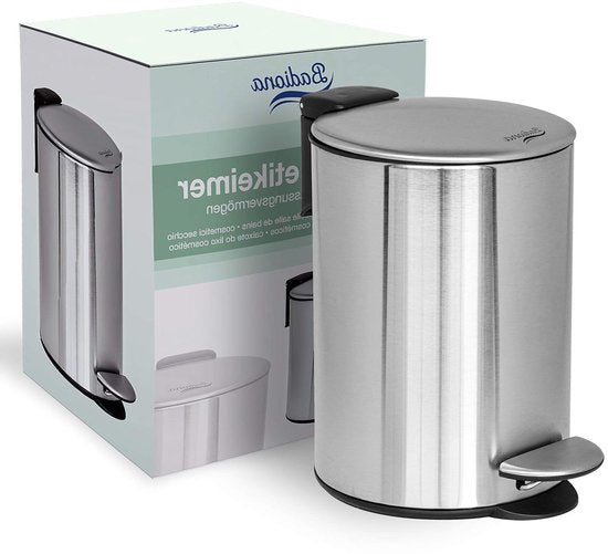 Seau de salle de bains 3 l acier inoxydable mécanisme de fermeture douce poubelle poubelle argent chrome métal