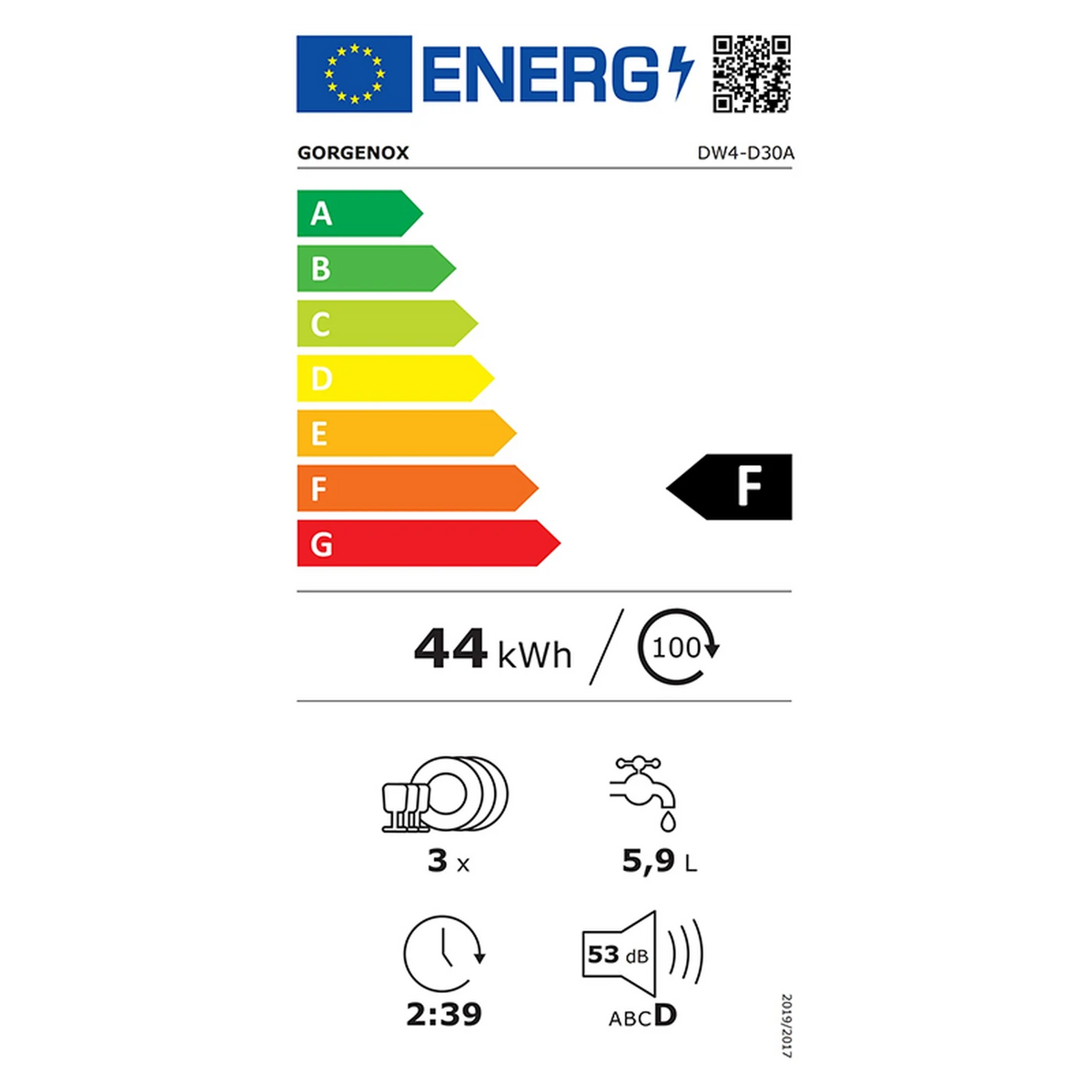 Lave-vaisselle de table GORGENOX DW4-D30A - Blanc - 42 x 43 x 43 cm - 8 programmes