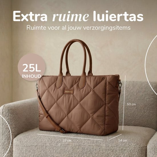 Sac à langer Mommsy – Sac à langer – Mom Bag – Compartiment isotherme – Tissu matelassé – Mommy Bag – Très spacieux – Hydrofuge – Organiseur – Léger – Marron