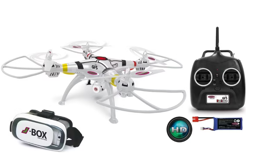 Jamara Payload GPS VR Drone | Caméra HD 720p | 62x62x18.8 cm | Blanc