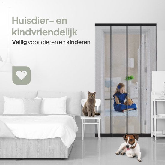O'DADDY® Fly Curtain Slat Screen - 184x260 cm - Rideau de porte - Porte - Design ajustable - Fibre de verre - Moustiquaire de porte noire