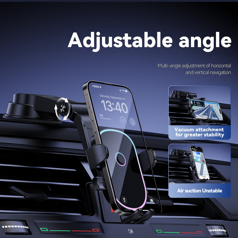 Support voiture 2-en-1 PAVAREAL CH75 avec ventouse puissante et anneau de fixation, noir