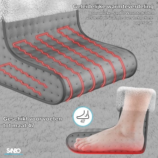 Sanbo Chauffe-pieds électrique avec minuterie - 5 niveaux de chaleur - Insert intérieur lavable - Électrique - Chauffe-pieds - Anthracite