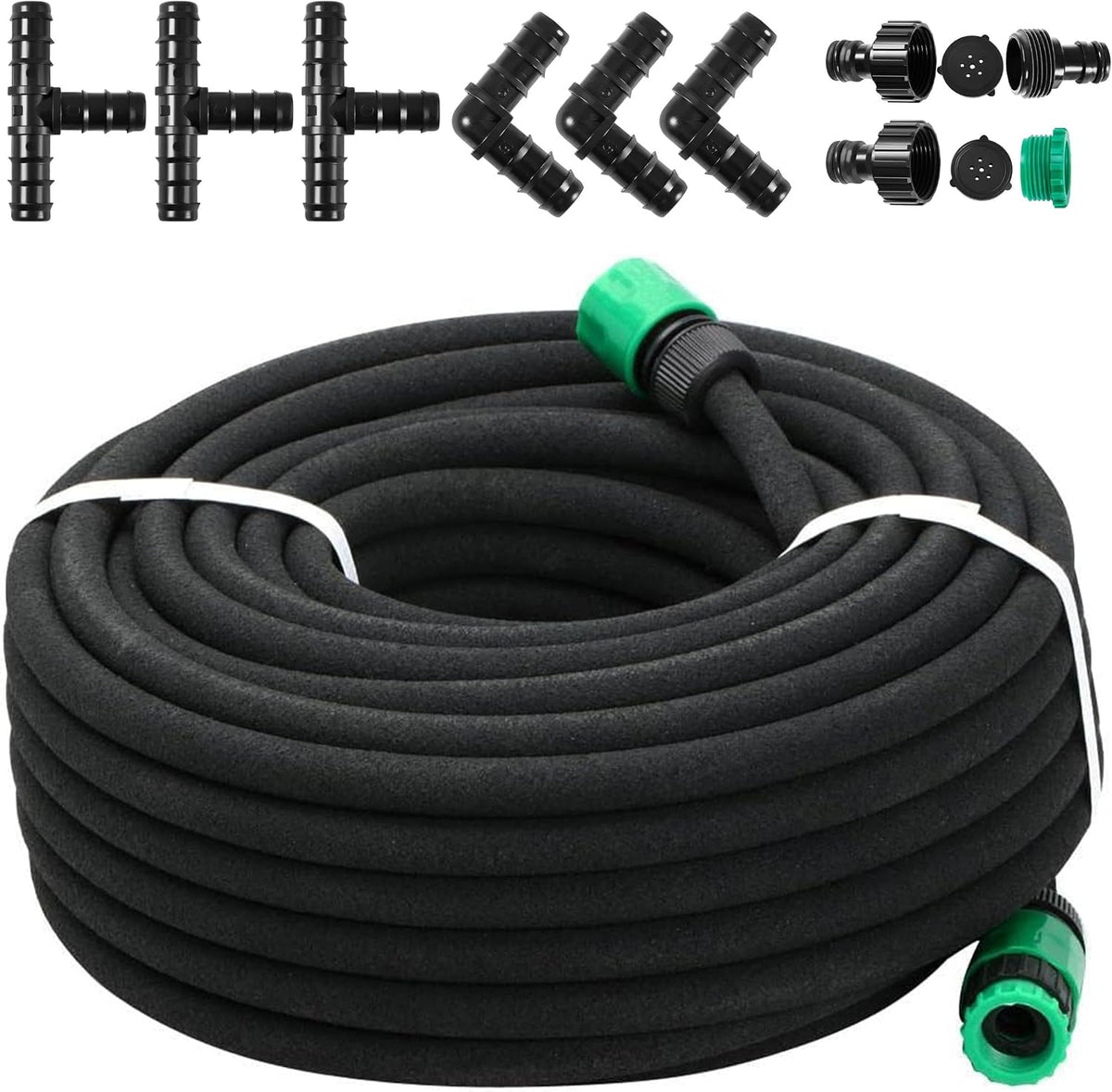 Tuyau d'arrosage goutte-à-goutte Yaheetech 50 m – 16 mm, avec kit de raccordement pour l'arrosage du jardin